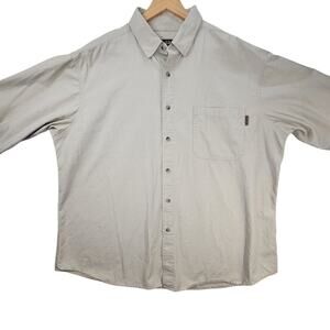 Woolrich Mens 2XL Long Sleeve Button Up British Tan #6040 Cotton Shirt Outdoors